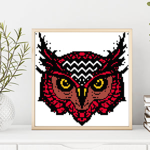 Red Owl Digital Cross Stitch Pattern