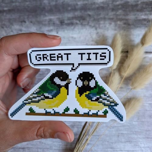 Great Tits Rude Bird Sticker