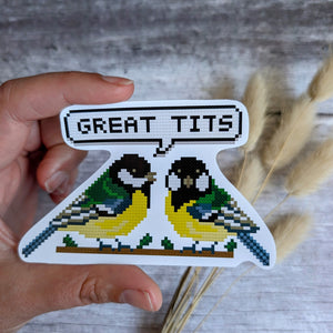 Great Tits Rude Bird Sticker